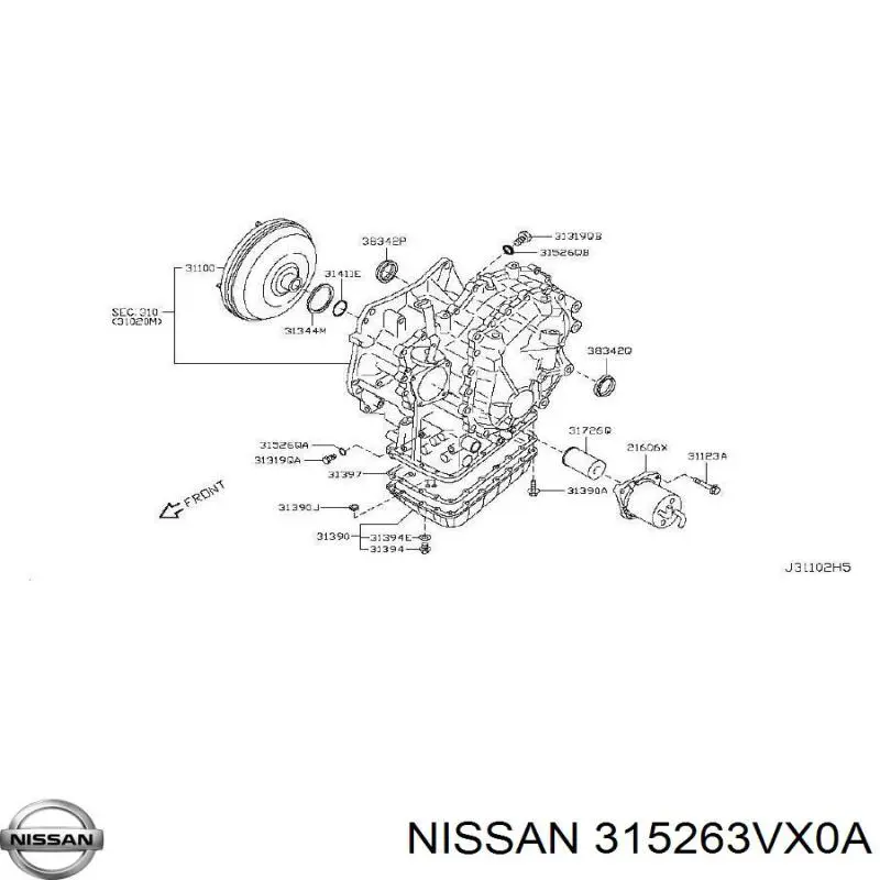 315263VX0A Nissan anillo obturador, filtro de transmisión automática