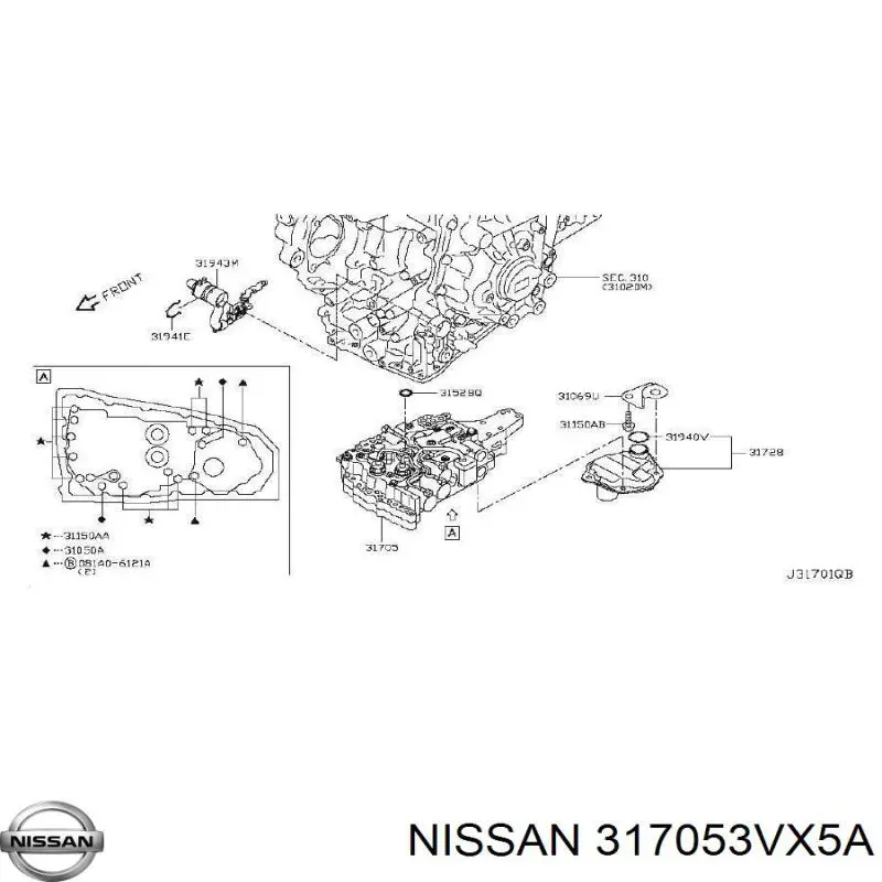 Transmisión automática de cuerpo de válvula Nissan Rogue (T32U)