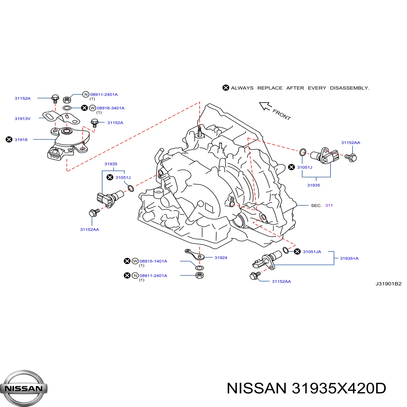 31935X420B Nissan/Infiniti Captador de velocidad