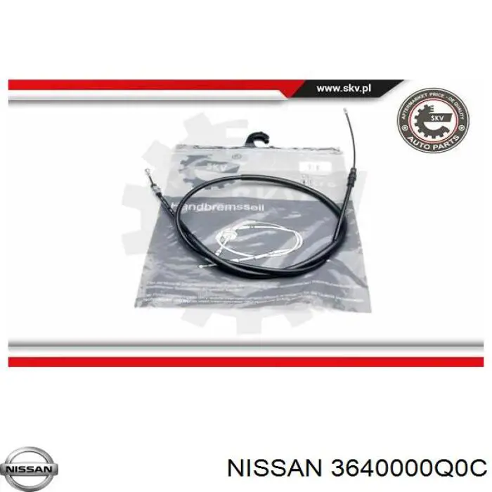 3640000Q0C Nissan cable de freno de mano trasero derecho/izquierdo