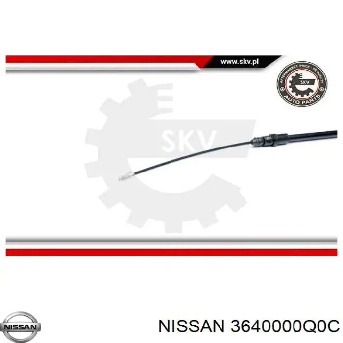 Cable de freno de mano trasero derecho/izquierdo 3640000Q0C Nissan/Infiniti