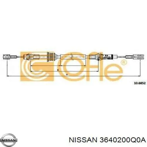 3640200Q0A Nissan cable de freno de mano delantero