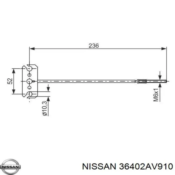 36402AV910 Nissan cable de freno de mano delantero