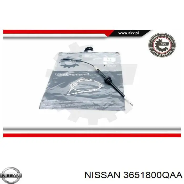 3651800QAA Nissan cable de freno de mano intermedio