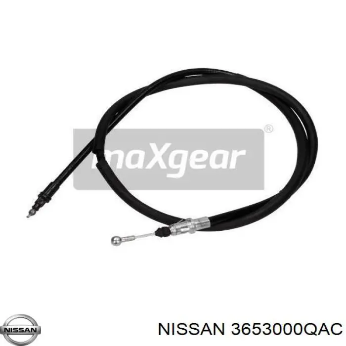 3653000QAC Nissan cable de freno de mano trasero derecho