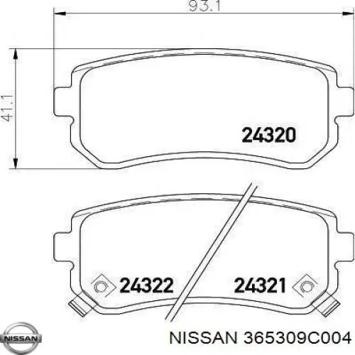 Cable de freno de mano trasero derecho para Nissan Vanette (C23)