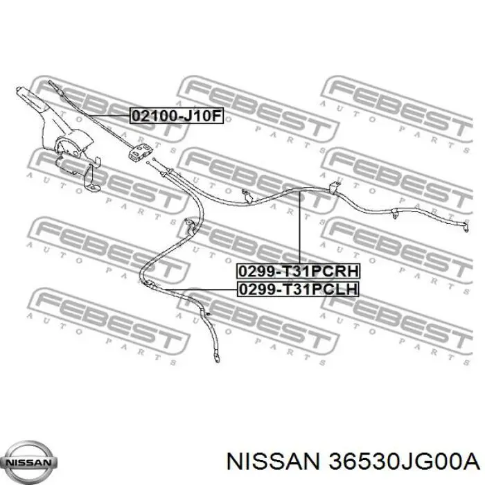 Comprar 36530JG00A Nissan/Infiniti Cable de freno de mano trasero derecho