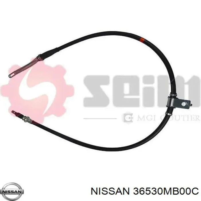 36530MB00C Nissan cable de freno de mano trasero derecho