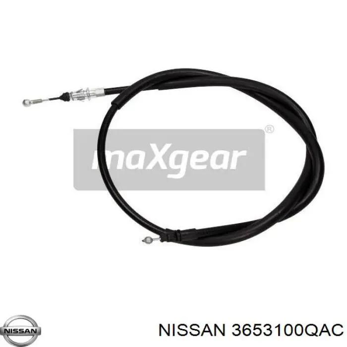 3653100QAC Nissan cable de freno de mano trasero izquierdo