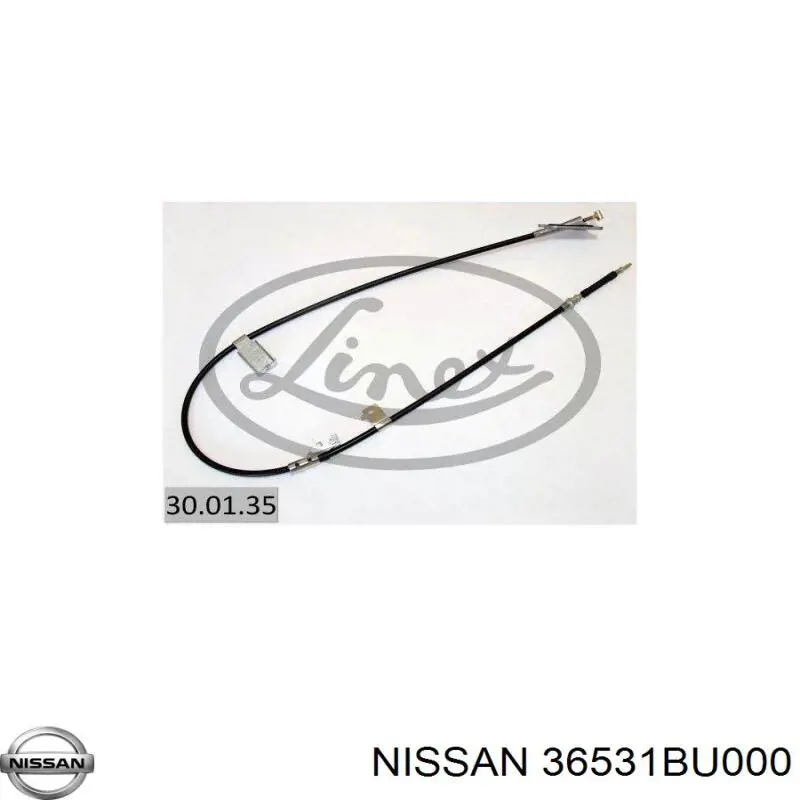 36531BU000 Nissan cable de freno de mano trasero izquierdo