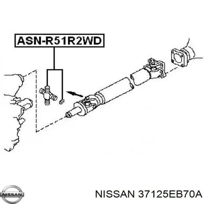 37125EB70A Nissan cruceta de árbol de cardán trasero