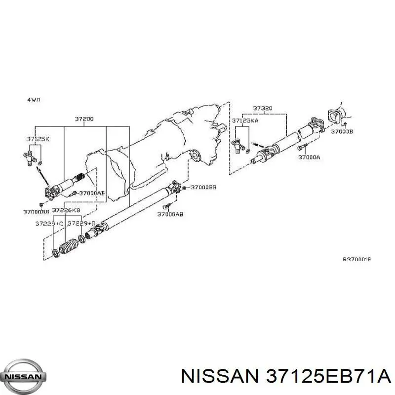 Árbol de transmision delantero 37125EB71A Nissan/Infiniti