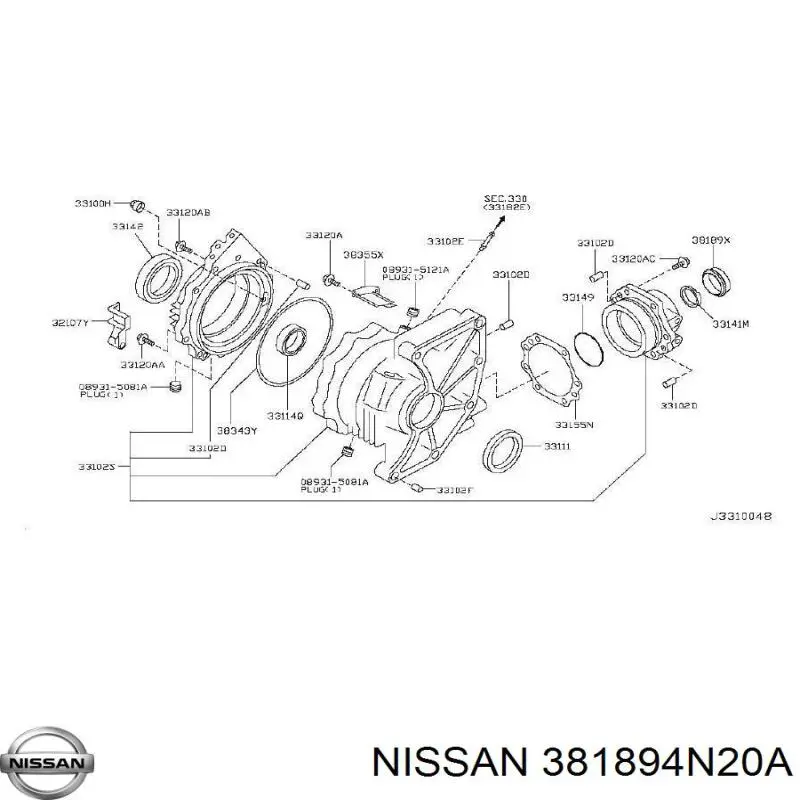 Comprar 381894N20A Nissan/Infiniti Retén del eje primario de la caja de transferencia