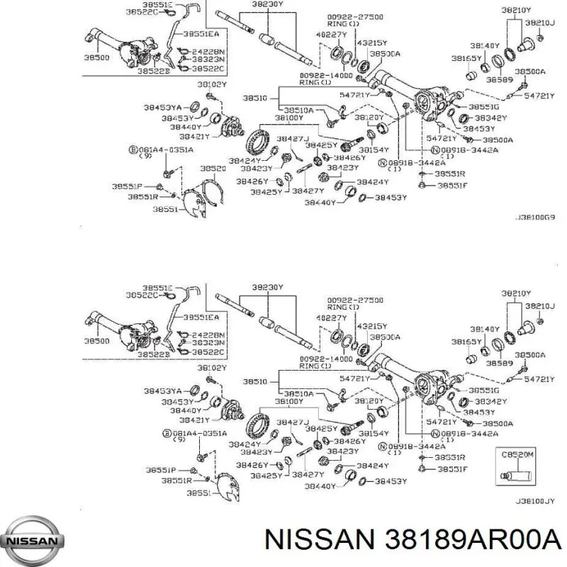 38189AR00A Nissan anillo retén, diferencial, delantero