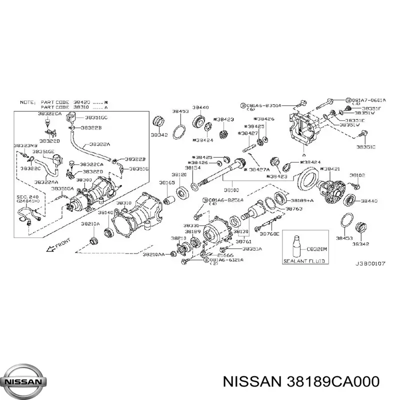 Anillo retén, diferencial eje trasero para Nissan Teana (J32)