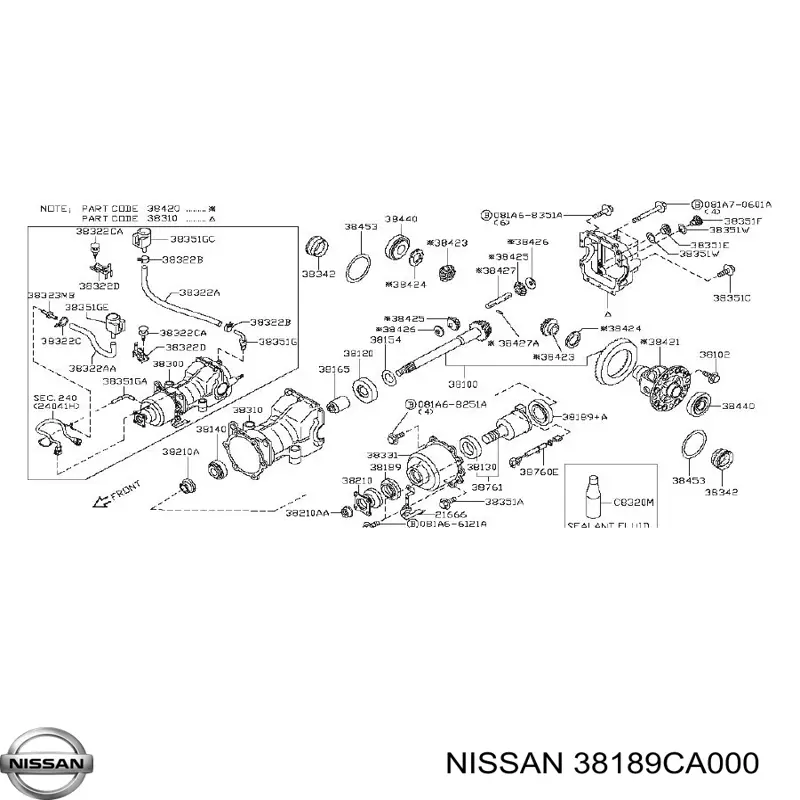 Retén del diferencial del eje trasero Nissan/Infiniti 38189CA000 precio, desde 9,75 EUR