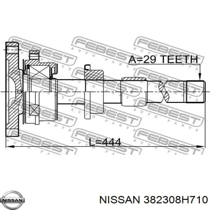 382308H710 Nissan semieje de transmisión intermedio