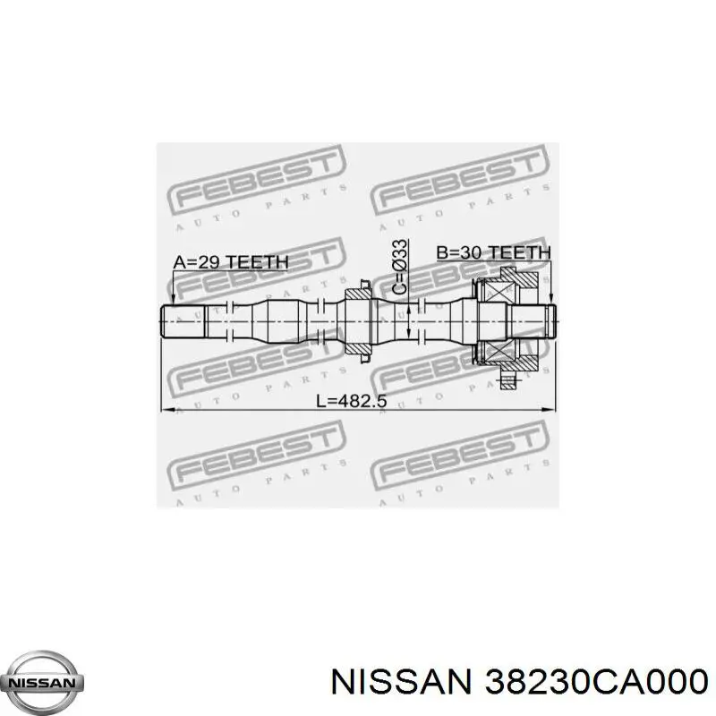 Semieje de transmisión intermedio para Nissan Murano (Z50)