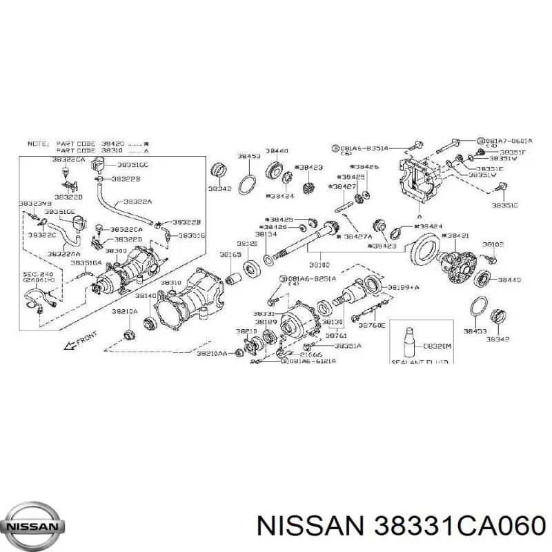 Acoplamiento del eje trasero Nissan/Infiniti 38331CA060 precio, desde 325,18 EUR