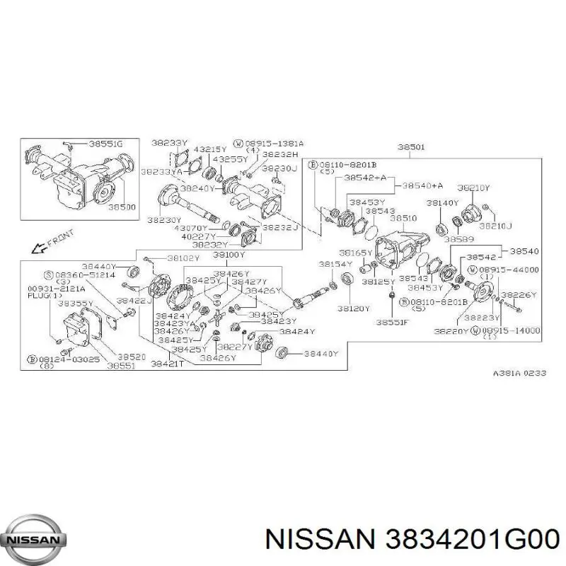Comprar 3834201G00 Nissan/Infiniti Retén del semieje delantero izquierdo