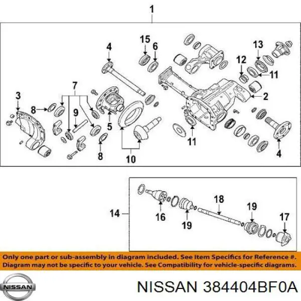 Cojinete de diferencial, eje trasero para Nissan Murano (Z51)