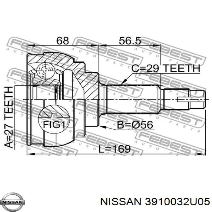 3910032U05 Nissan junta homocinética exterior delantera