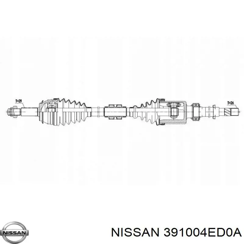 391004ED0C Nissan árbol de transmisión delantero derecho