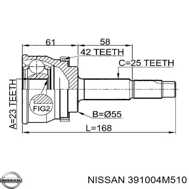 391004M510 Nissan junta homocinética exterior delantera