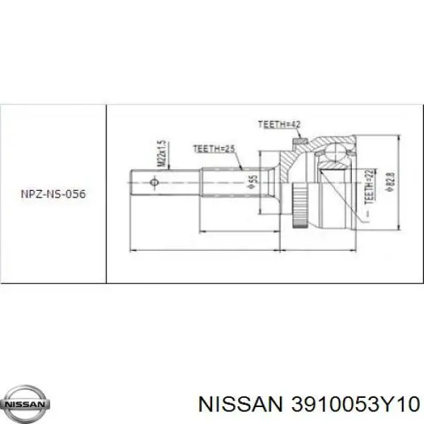 3910053Y10 Nissan junta homocinética exterior delantera