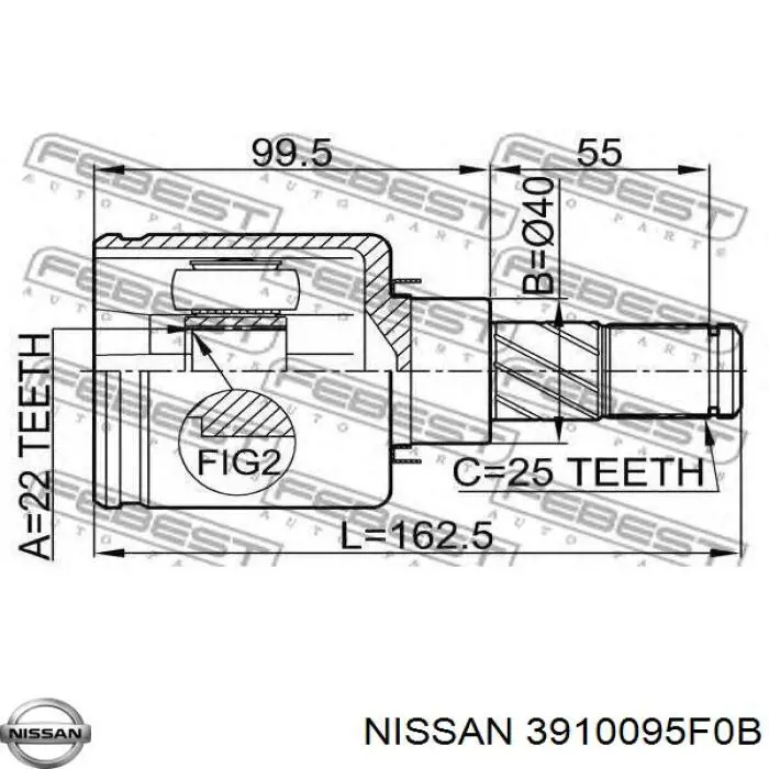 3910095F0B Nissan árbol de transmisión delantero derecho