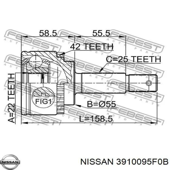Comprar 3910095F0B Nissan/Infiniti Semieje delantero derecho