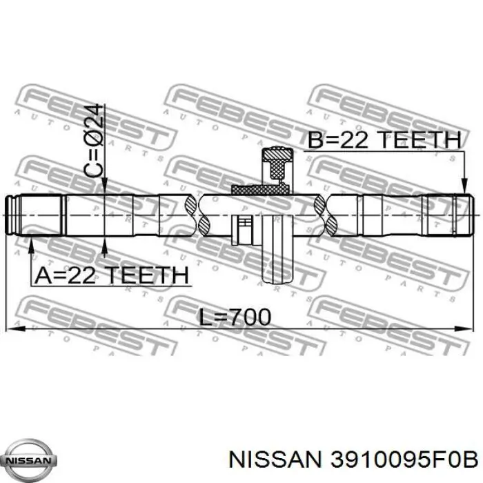Semieje delantero derecho Nissan/Infiniti 3910095F0B precio, desde 875,05 EUR