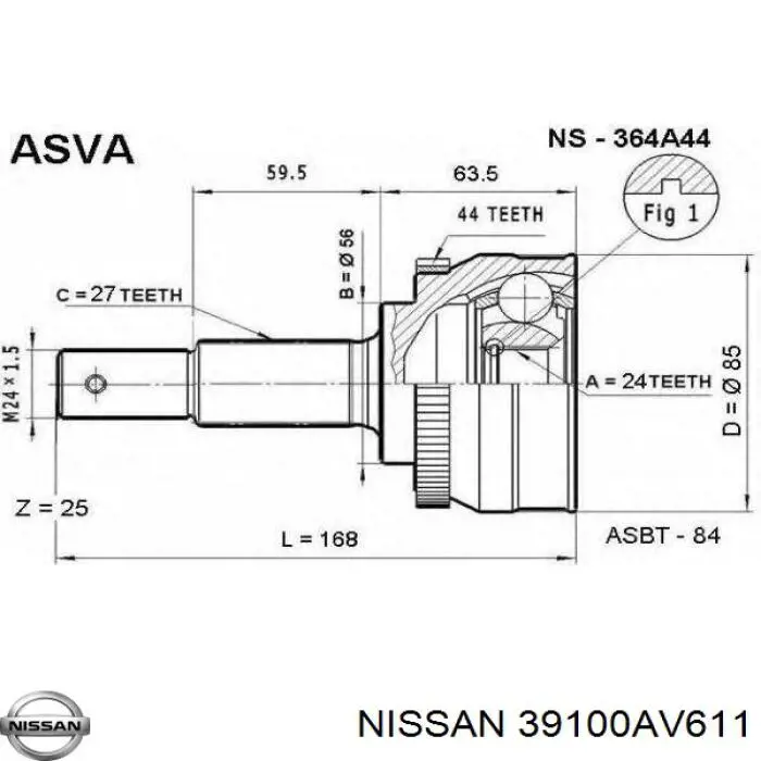 Semieje delantero derecho Nissan/Infiniti 39100AV611 precio, desde 63,89 EUR