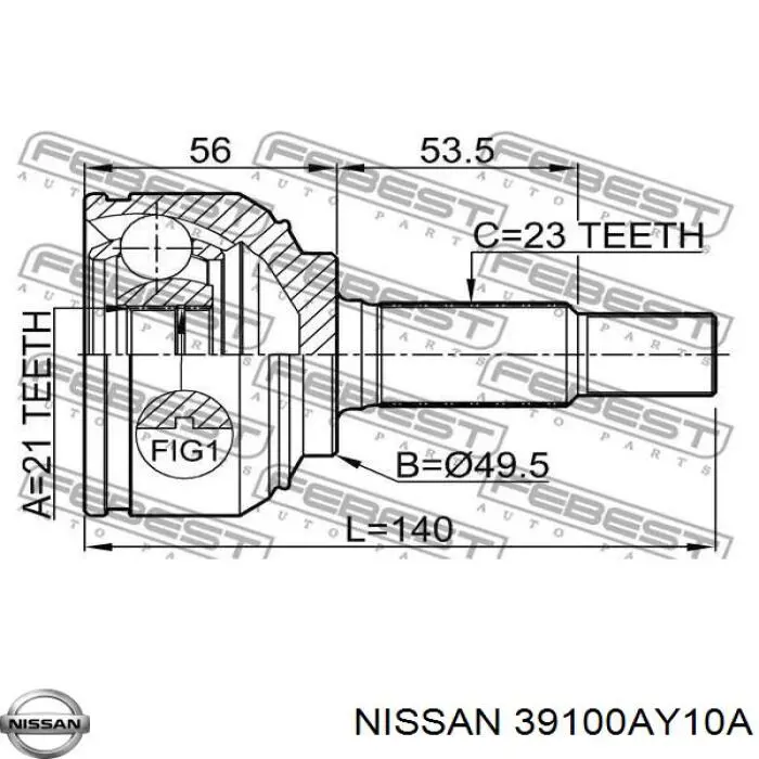 39100AY10A Nissan árbol de transmisión delantero derecho