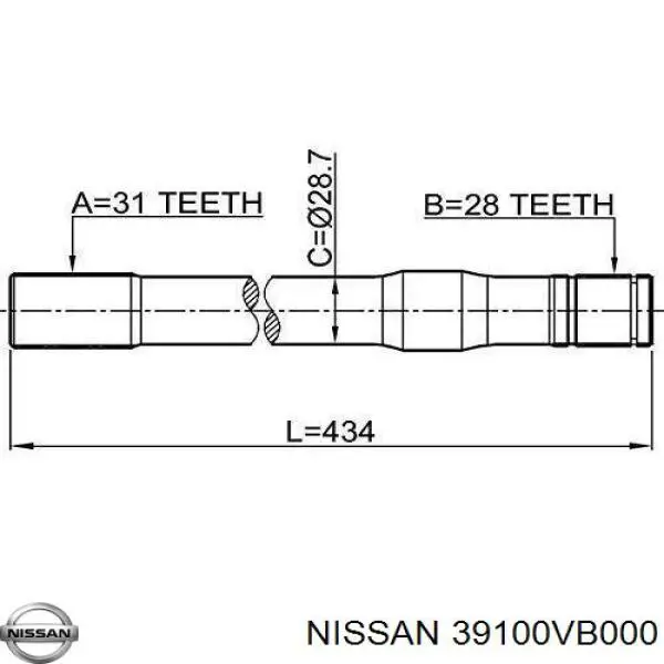 Comprar 39100VB001 Nissan/Infiniti Semieje delantero derecho