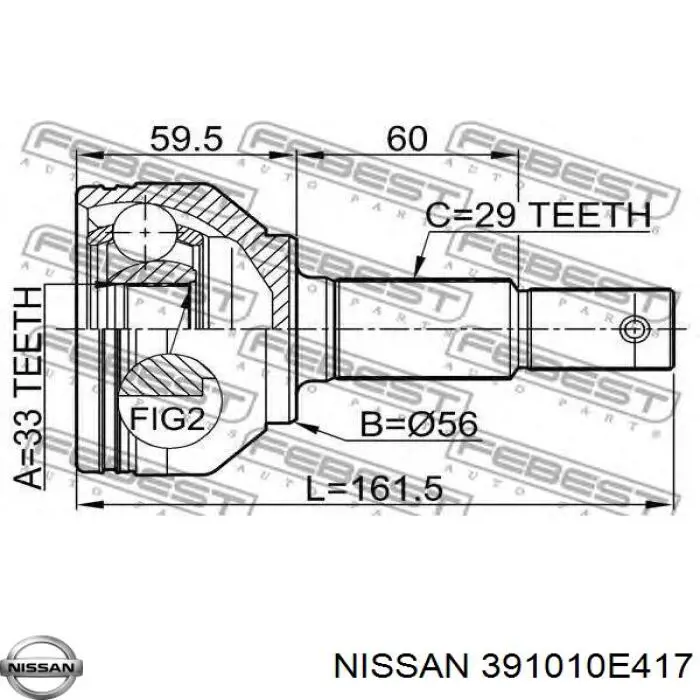 391010E417 Nissan junta homocinética exterior delantera