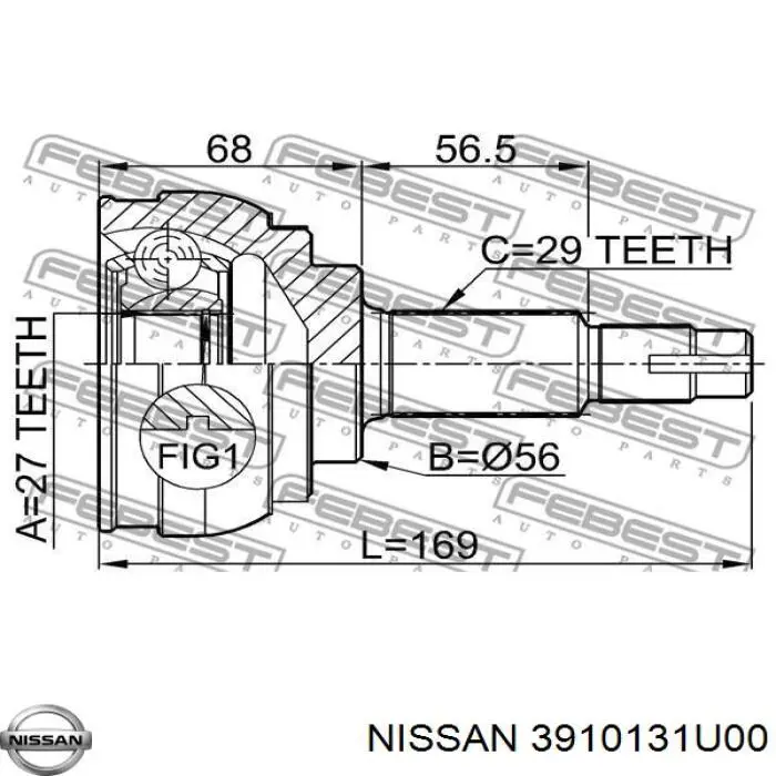 3910131U00 Nissan junta homocinética exterior delantera