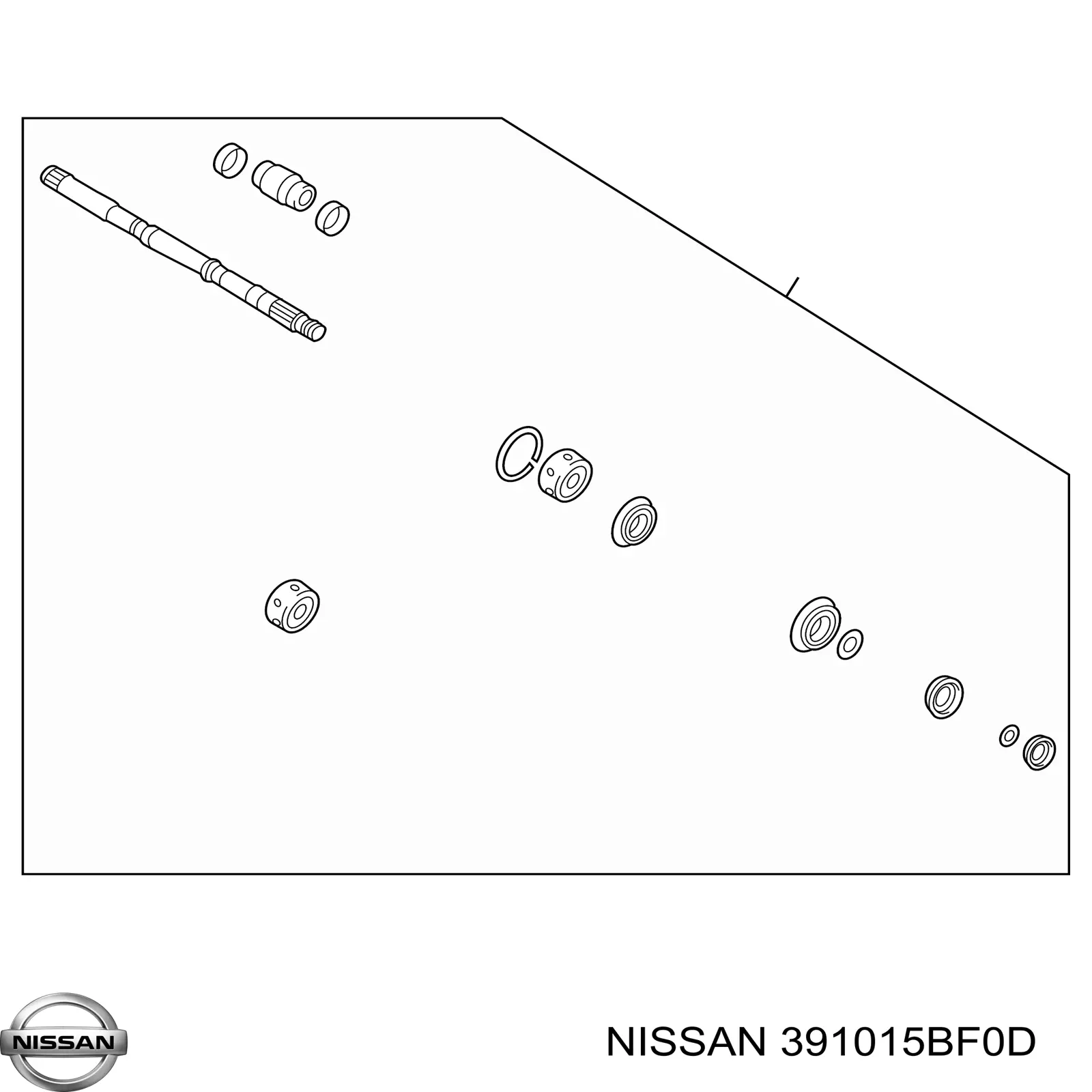 391015BF0D Nissan árbol de transmisión delantero izquierdo