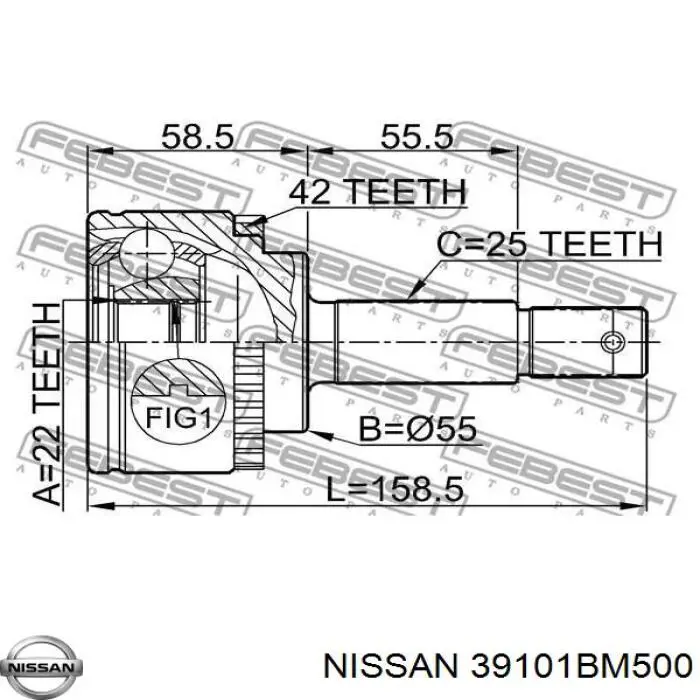 39101BM500 Nissan árbol de transmisión delantero izquierdo