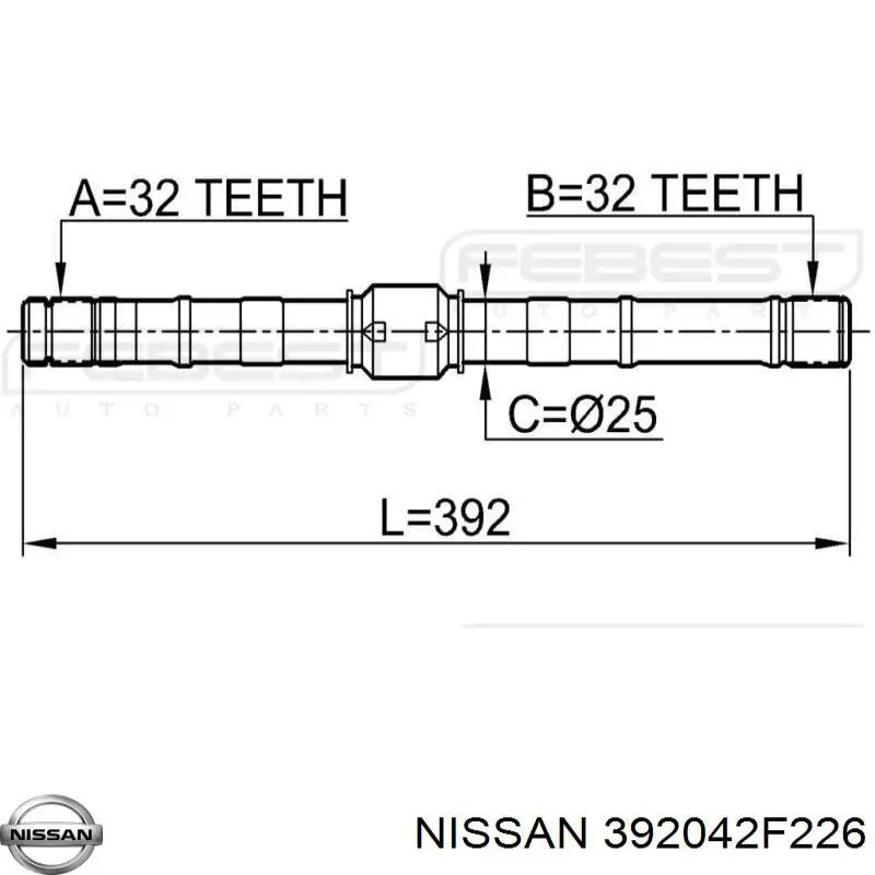 392042F226 Nissan árbol de transmisión delantero izquierdo