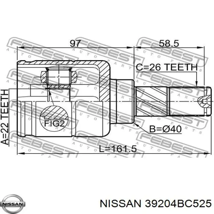 39204BC525 Nissan árbol de transmisión delantero derecho