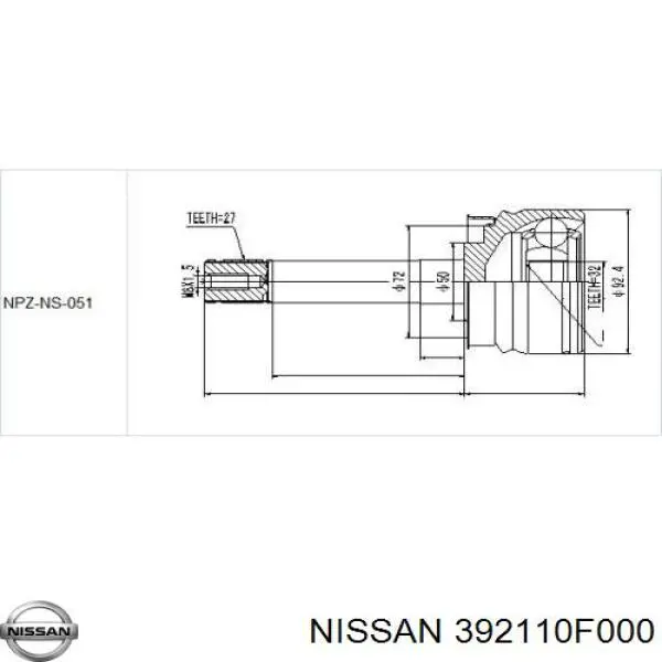 392110F000 Nissan junta homocinética exterior delantera