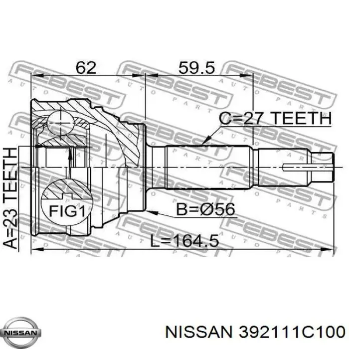 392111C100 Nissan junta homocinética exterior delantera