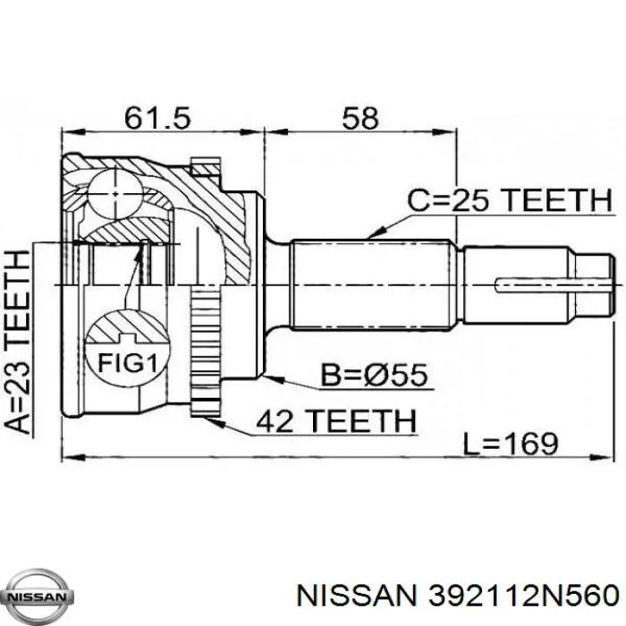 392112N560 Nissan junta homocinética exterior delantera