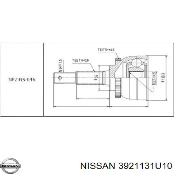 3921131U10 Nissan junta homocinética exterior delantera