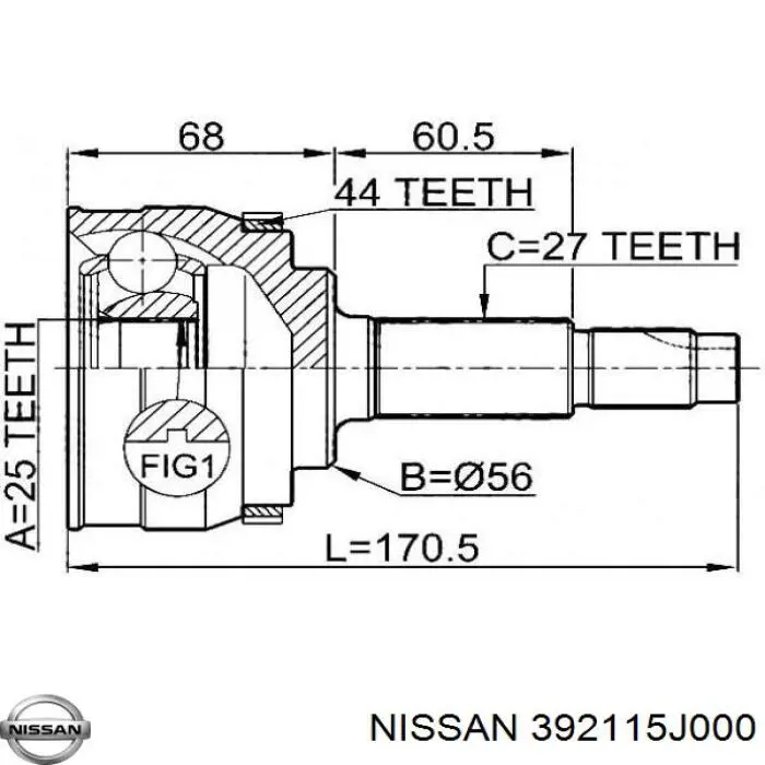 392115J000 Nissan junta homocinética exterior delantera