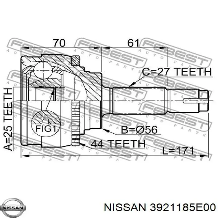 3921185E00 Nissan junta homocinética exterior delantera