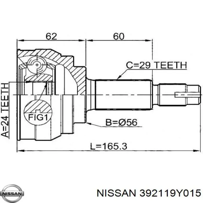 392119Y015 Nissan junta homocinética exterior delantera