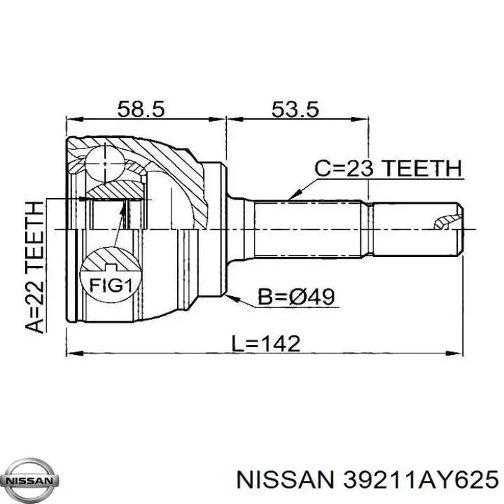 Junta homocinética exterior delantera Nissan/Infiniti 39211AY625 precio, desde 32,04 EUR