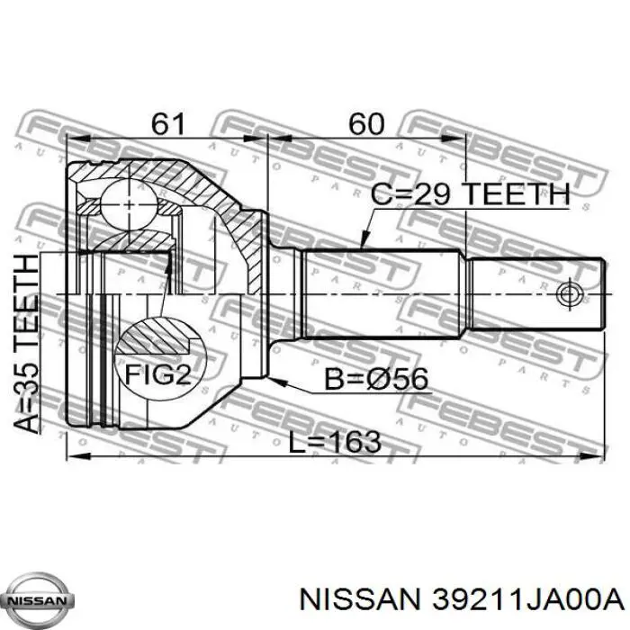 Junta homocinética exterior delantera Nissan/Infiniti 39211JA00A precio, desde 30,92 EUR